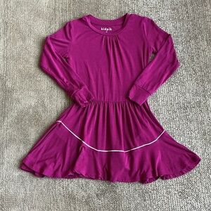 kidpik Girls' Sz 3T Long Sleeve Magenta Twirl Dress With Trunks